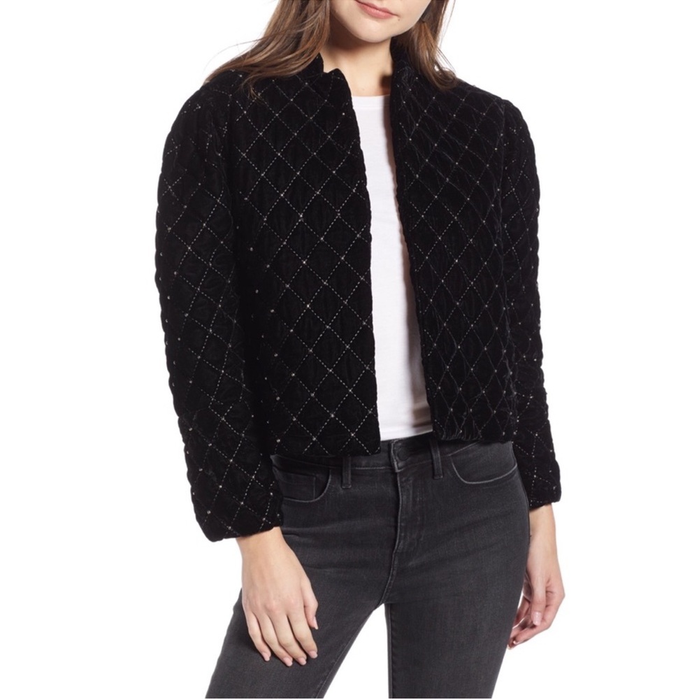 Something Navy Quilted Jacket with Silver Beads